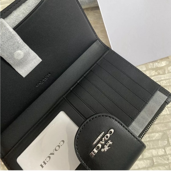 Coach Tech Wallet In Colorblock Signature Canvas Silver/Graphite/Black - Picture 3 of 8